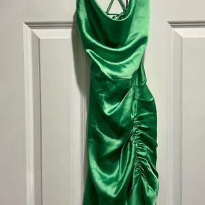 Elegant Green Satin Dress